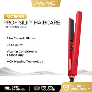 MAC Styler PRO+ Silky Haircare Red Hair Iron Hair Straightener MC5595