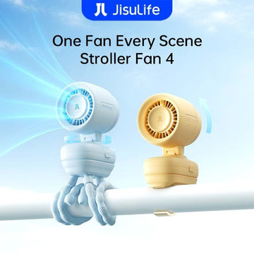 JISULIFE Stroller Fan  Life 4 Rechargeable Portable  Baby Fan Octopus Quadpod Clip Table Fans